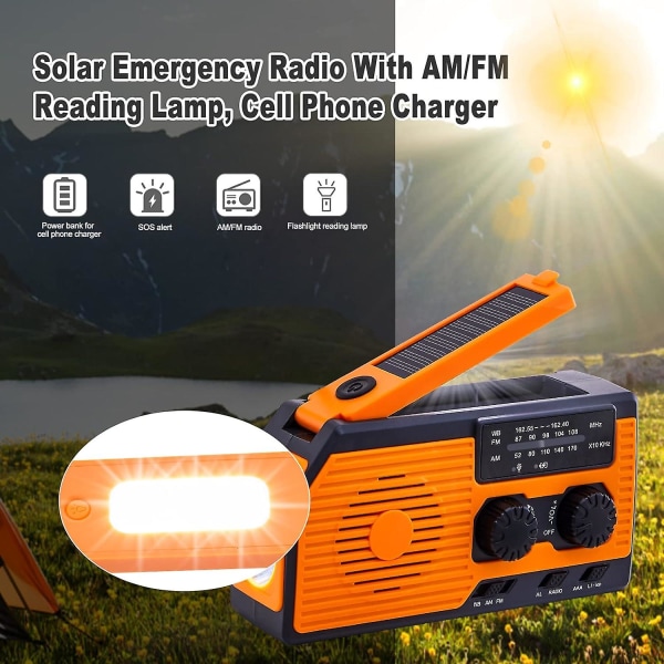 Wind Up Solar Radio, Digital Hand Crank Radio, 5000 mah batteriradio Bärbar, Survival Emergency Radio, Am/fm Wind-up Radio