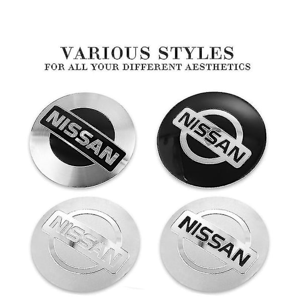 4 st Bilsymbol Fälgnavkapsel i Metall Emblem Dekaler För Nissan Qashqai Juke Pulsar Sentra Altima Patrol Micra Rogue Almera Versa,d För Nissan