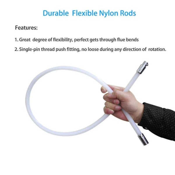 1 set praktisk skorstensborste flexibel stång nylon