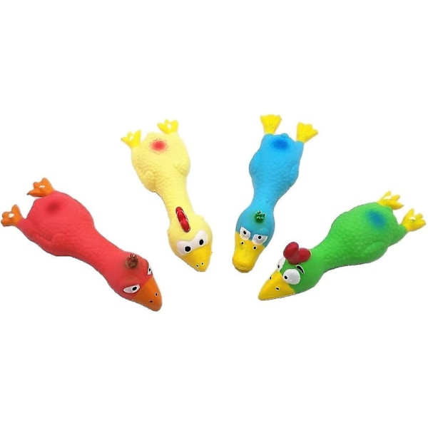 4 stk Sikre Latex Hundefjernlegetøj, 6,6\" Lange Bløde Tygge Molar Hundefjernlegetøj, Lille Skrigende Gummi Kylling Legetøj, Til Hvalp Lille
