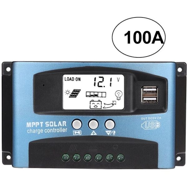 MPPT 100A Solar Charge Controller. 12V 24V USB Solar Panel Regulator Intelligent Battery Controller with LCD Display