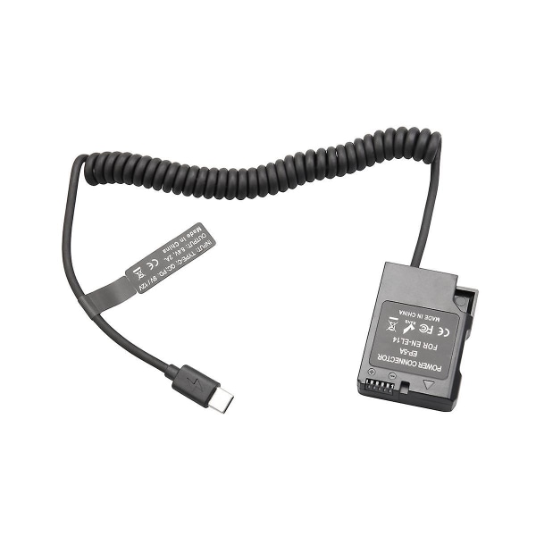 EL14 Dummy Coupler Batteri Type-C Fjederkabel til Nikon D3100 D3500 D5100 D5200 D5300 D5600 P7000 P7100 P7700 P7800