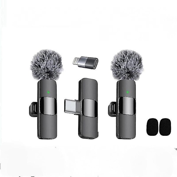 2024 Professionel Trådløs Lavalier Mikrofon 2-pak Noise Canceling Krystalklar Optagelse Med Usb-c Til Iphone 15 Pro Max, Ipad, Android, Live St