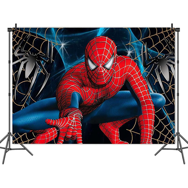 8x6ft Spiderman-taustakangas valokuvausta varten Punainen supersankari taustakuva vauvakutsuille lapsille Onnellinen syntymäpäivä Spiderman-koriste kakkupöydän banneri