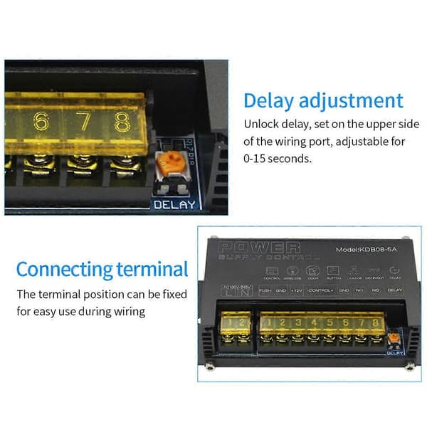 12V Relä Strömbrytare Strömförsörjning för Elektroniskt Passerkontrollsystem PUSH COM GND 5A 100-245V Spänning