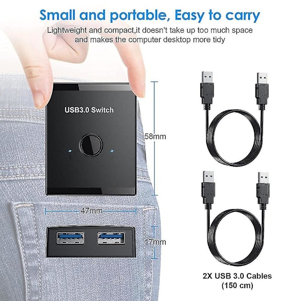 Usb 3.0 -kytkinvalitsin, kaksisuuntainen 2 sisään 1 ulos / 1 sisään 2 ulos Usb Kvm -kytkin