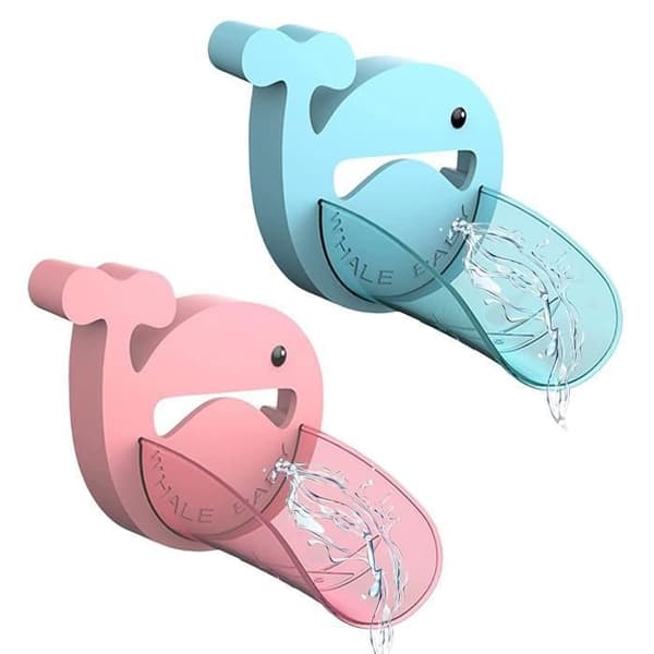 Barnkranförlängare - 2-pack - Säker och rolig silikon - Blå/Rosa