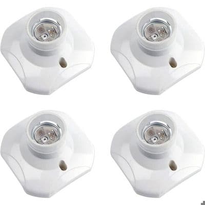 E27-socklar - LARGEIGHT - 4-pack - Vit plast - För LED-lampor - AC 220-240V
