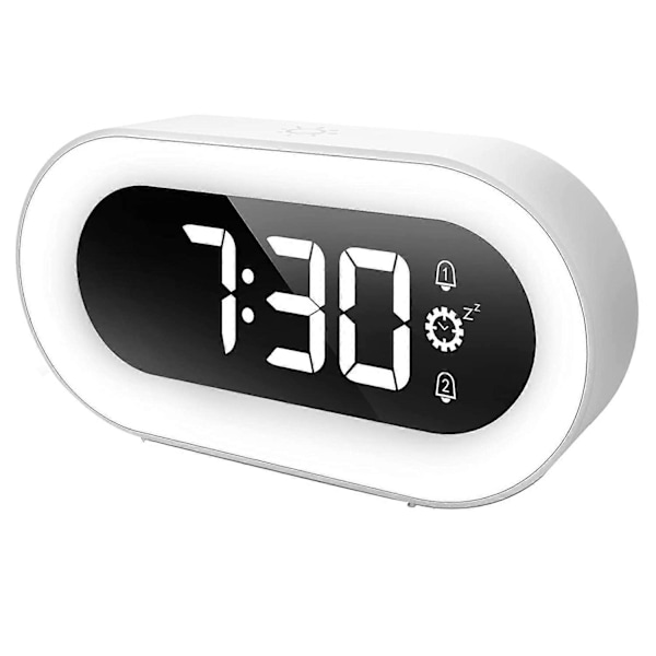 Digital väckarklocka med nattlampa, väckarklocka för sovrum, snooze-funktion, smarta väckarklockor för tunga sovare (vit)