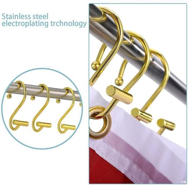 Dusjkroker - 12 stk - Rustfritt metall - Støtter opptil 20 kg - Elegant gulldesign YYV