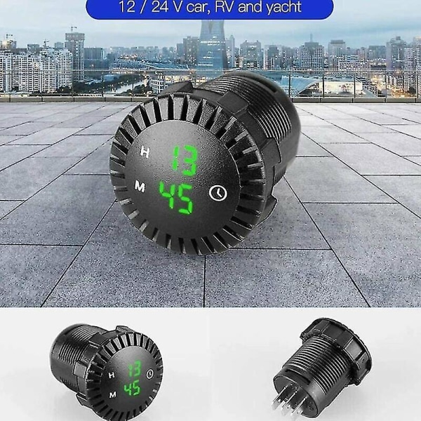 Bilelektronisk klocka, bil LED-klocka pekskärm 12v/24v vattentät bil digital klocka mini LED digital klocka motorcykelklocka diameter 2,01 tum för C