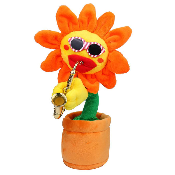 Sjungande och dansande blomma med saxofonplysch rolig elektrisk leksak