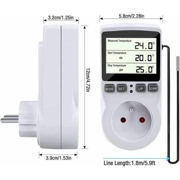 Programmerbar Digital Termostatkontakt - LARGEIGHT - Largeight - Temperatursensor - 16A - LCD-skärm