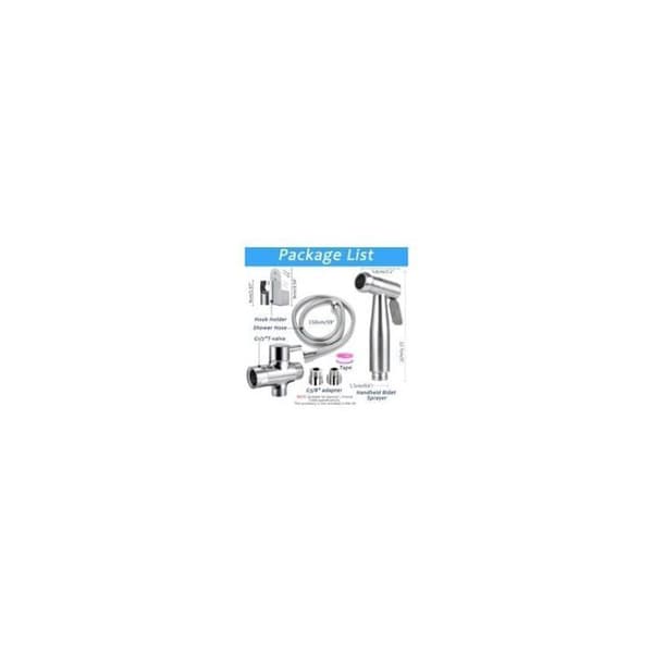 Komplett toalettbidékit, 3-vägsventil (1/2\"-3/8\"), standard franska storlekar, silver YYV