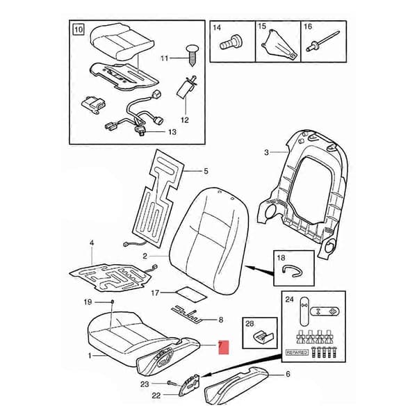 Højre side sædejustering elektrisk kontrolpanel 39984374 til VOLVO V50 S40 2004-2012 Grå med sæde