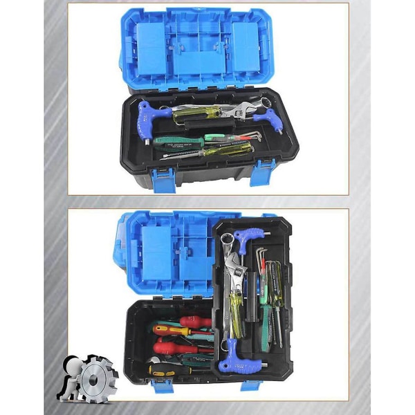 13-tums verktygslåda Plast Små verktygslådor Lagring och organisation med avtagbar bricka för förvaring av verktyg för hemmabruk