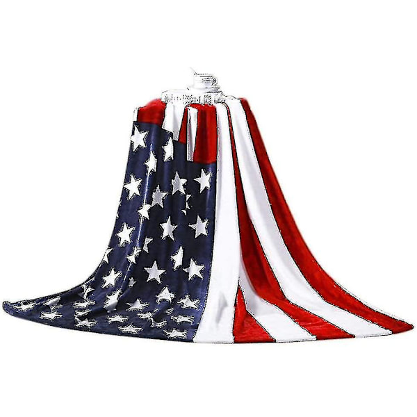 Kasttæppe Flanel Mikrofiber Tæppe Varmt Sengetæppe USA Flag Fleece Rejsetæpper Blødt Berøring