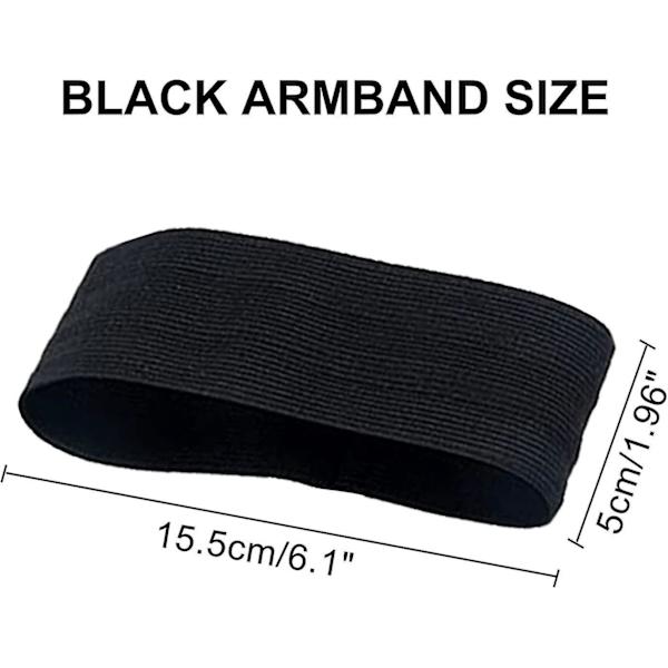 10 st svarta armbindlar fotboll, elastiska svarta armbindlar sorgband, loop svart