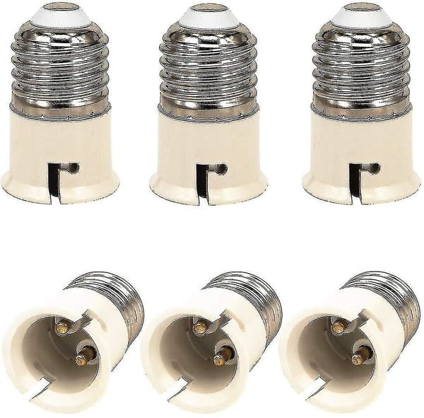 6 stk E27 Adapter E27 Til B22 Lampeholder Adapter Konverter, E27 Til B22 Lampeholder