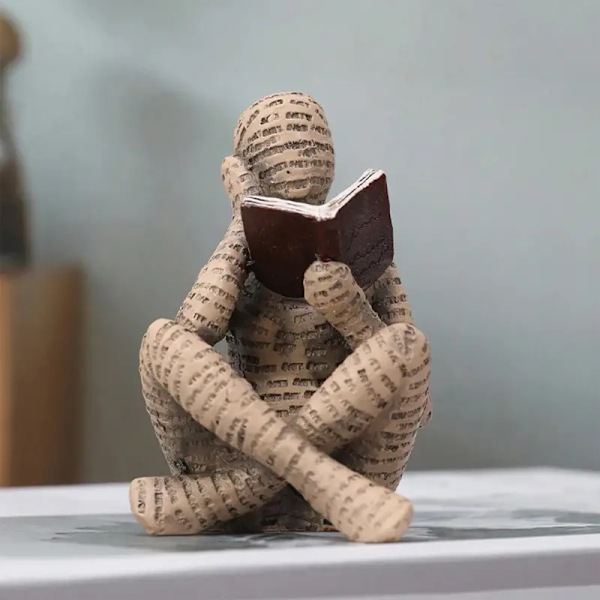 1:a samtida hartsfigur av läsande kvinna, skulptur för bokälskare, dekorativ modern staty för trädgård, gård, uteplats