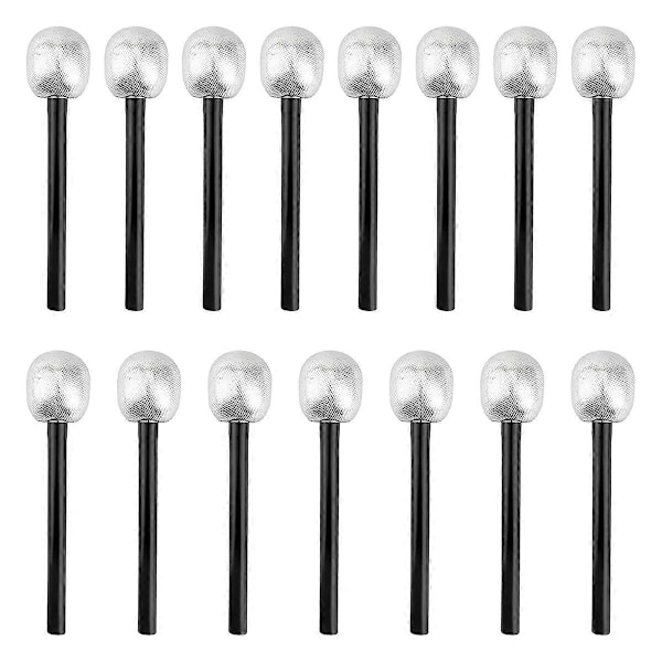 15-pack Leksaksmikrofon Scenmik Silver Glittermikrofon för Cosplay Scenföreställning Rockstjärna Rekvisita Kar