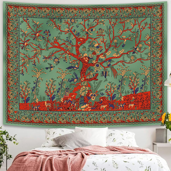 Livets träd Bohemisk gobeläng Väggdekor 130cm x 150cm