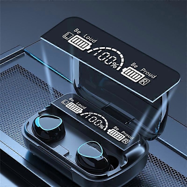 Trådløst Headset Tws Bluetooth V5.1 LED-Display Stereo Mini Ørepropp Headset med Mikrofon Håndfri