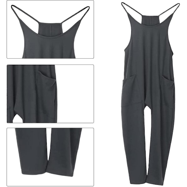 Løse Jumpsuits til Kvinder - Kvinder Overalls Jumpsuits med Lommer | Oversize Ærmeløse Jumpsuits med Spaghettistropper Rompers til Kvinder