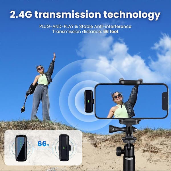 2.4 GHz trådlös mikrofon för iPhone med laddningsfodral (endast Lightning), Mini
