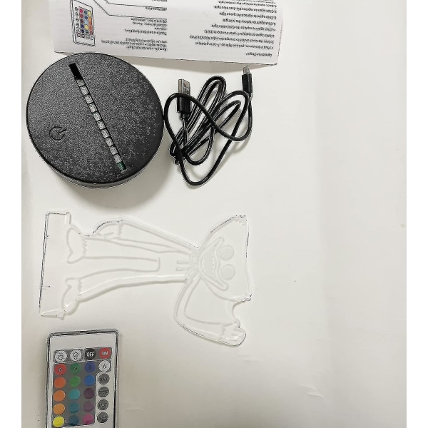 Veeki Huggy Wuggy nattlys for barn - 11 farger Huggy Wuggys lampe soveromsdekor 3D illusjon Huggy Wuggys gaver med fjernkontroll smart berøring, jul