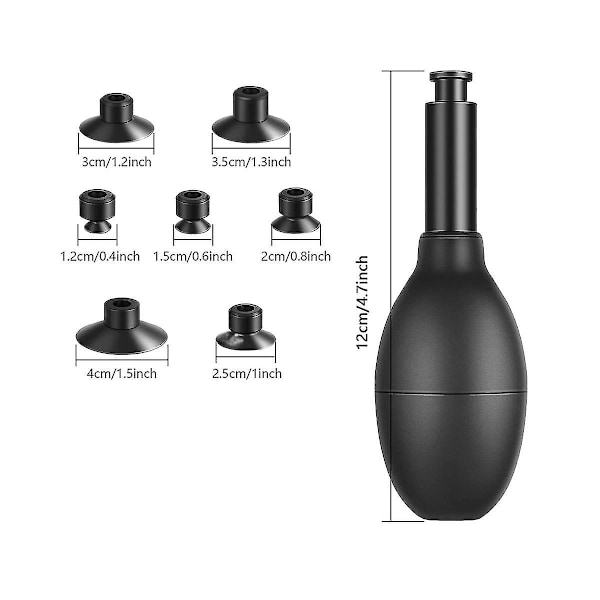 Linssin imurisetti 8-in-1, 7 vaihdettavalla imukupilla, vahva imu, manuaalinen tyhjiöimuri, linssin irroitustyökalu