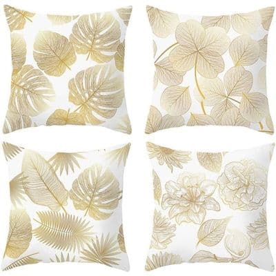 Putetrekk - LARGEIGHT - 45x45 cm - Fløyel - Gullblader - Flere farger