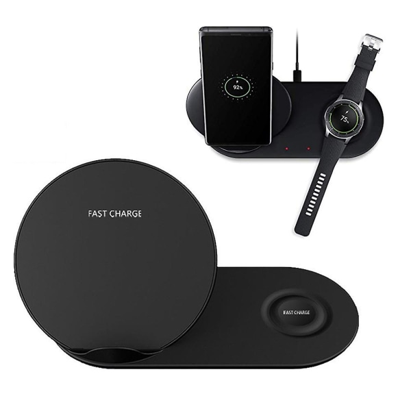 För Samsung Fast Qi Wireless Charger Pad Duo Galaxy Note 9 S9 Gear S3 Watch