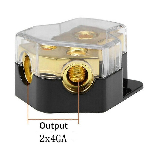 Strømfordelingsblok Bil Audio Forstærker Splitter 2 Vejs 0/2/4 Gauge ind 4/6/8 Gauge Ud Jordfordeling