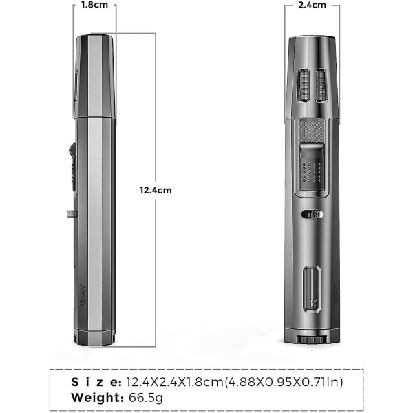 2 Jet Flame Vindtett Sigarett Lighter Justerbar Fakkel Brann Tenning Lighter Gass Butan Påfyllbar, Lang rekkevidde Lighter For Grill, Komfyr, Kjøkken Komfyr, Ho