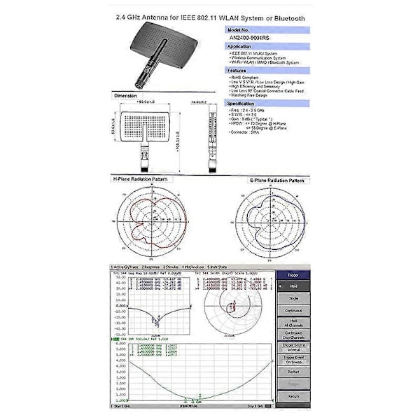 2.4G WIFI Antenne 8DBi Retningsbestemt Panel Antenne Radar Form RP SMA Hanstik til Trådløs Router