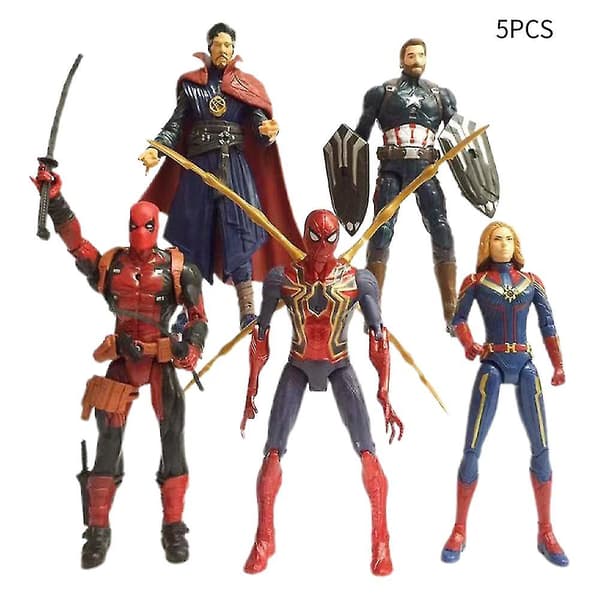 Captain Deadpool Captain Spider Man Dr Strange Figur Set Superhjälte Serie 5st/förpackning