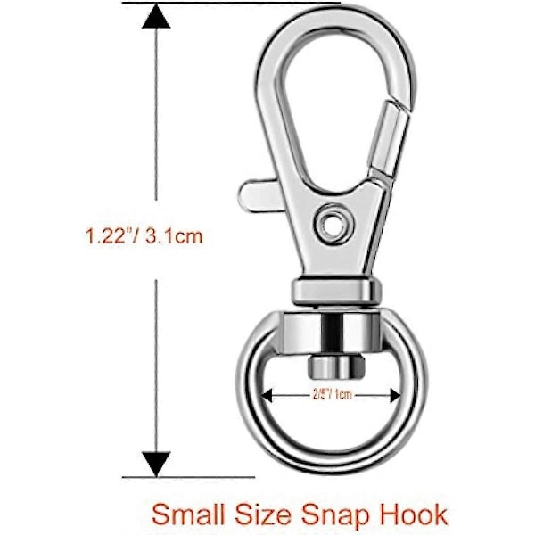 100 stk. Metal Svingbare Lanyard Snap Hooks med Nøgleringe