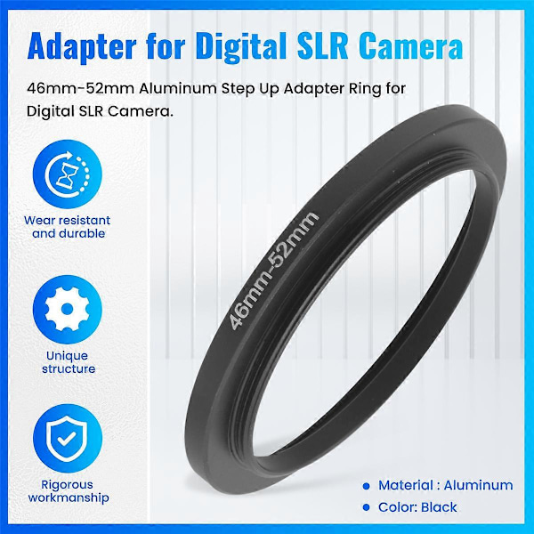 46mm-52mm Aluminium Step Up Adapter Ring til Digitalt Spejlreflekskamera