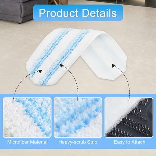 Pakke med 6 mikrofiber-mopperefills kompatible med O-Cedar H2pro fladmoppesystemet. Vaskbare og genanvendelige.