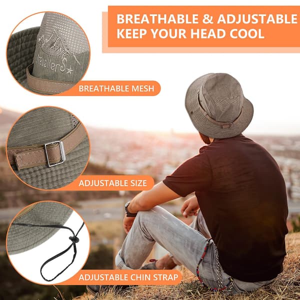 Solhatt UV-beskyttelse bøttehatt sommerhatter (khaki)