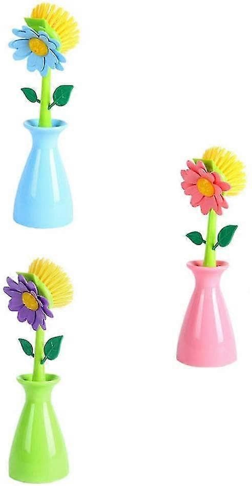 3-pack Set Skrubbborste Söt Blomma Diskborste Rengöring För Skrubbning Set
