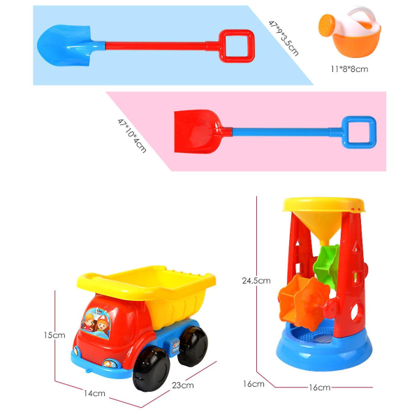 Lekstrandleksaker för barn 9/17 delar leksaker inklusive sandskopa med sikt, vattenkanna, kratta, handverktyg - Snngv