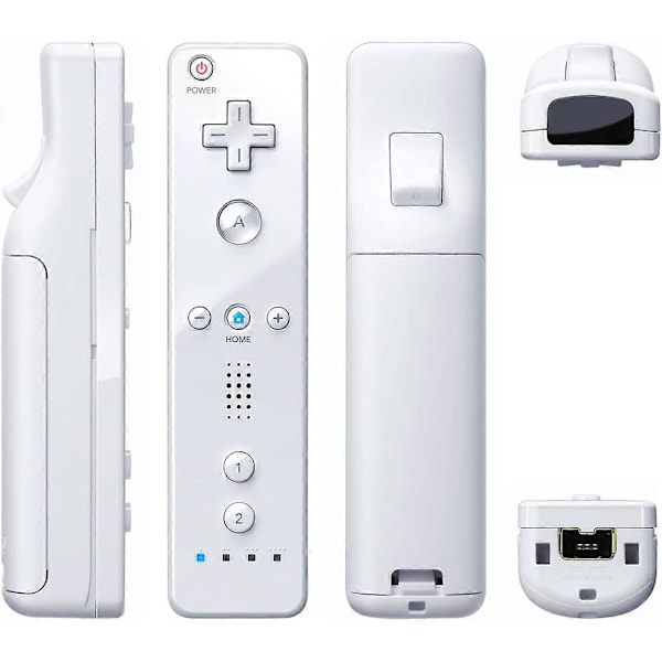 Udskiftnings-Wii-controller, 2-pak, Wii Remote Controller, med silikoneetui og håndledsrem, fjernbetjening til Wii/Wii U, hvid