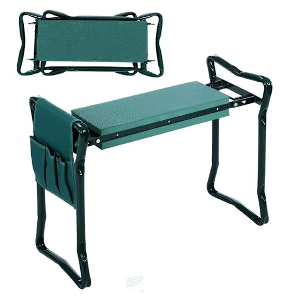 Foldbar Havebænk til Siddende og Knælende Haveknæstol - 60 cm x 27 cm x 50 cm, Grøn, 1 stk