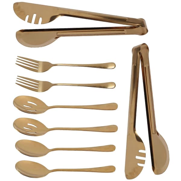 Serveringsbestick i rostfritt stål, stor serveringssked, set för köket (8 delar)