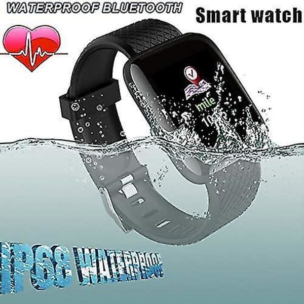 Vattentät Smartwatch Med Pulsmätare & Blodtrycksdisplay, Fitness Tracker Smartwatch 116 Plus Färgskärm - Blå