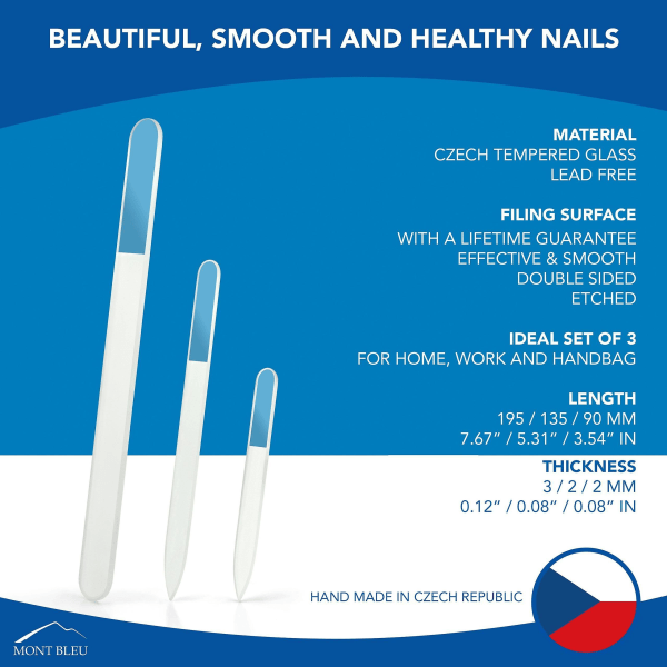 Sett med 3 Glass Neglefiler T-BMS