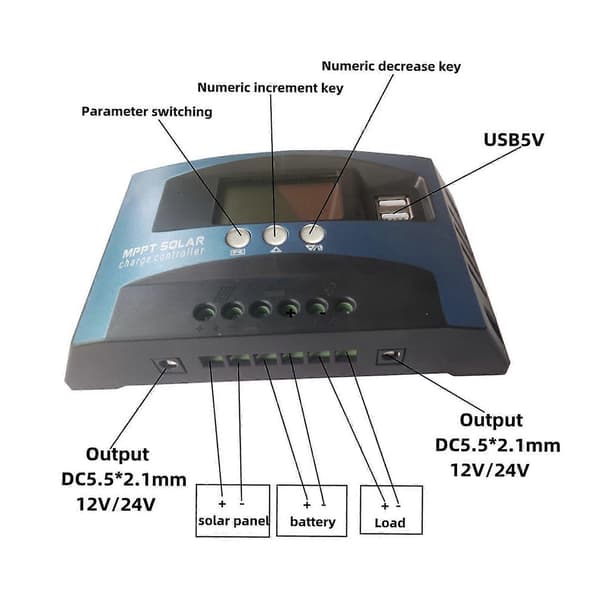 Högkvalitativ LCD strömdisplay solcellskraftgenerering solcellsladdning