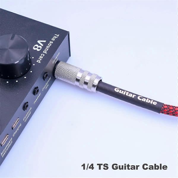 6,35 mm han til han lige 1/4 tomme stereokabel guitarinstrumentkabel til elektrisk guitar, bas, A